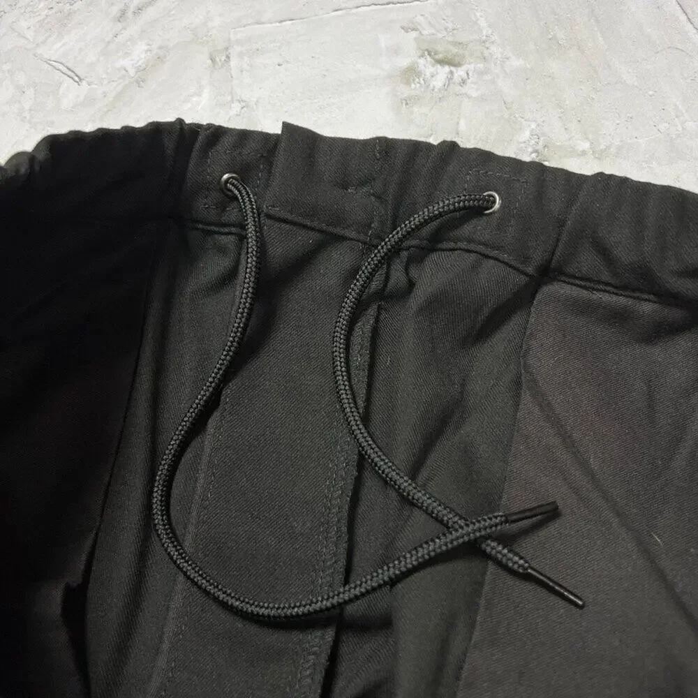 KUON Flannel Cargo Trousers Mens L Black Wide Leg Japan Utility BAGGY NWT